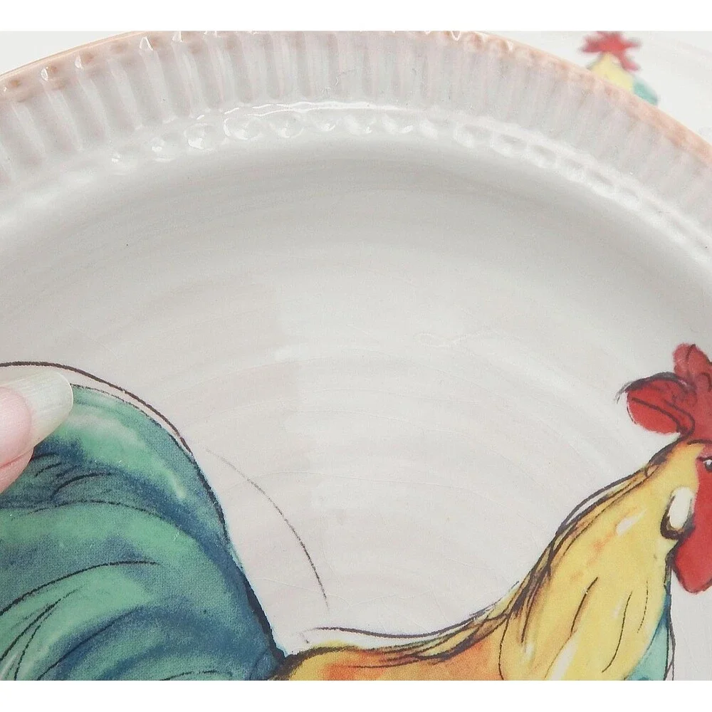Pottery Barn Bon Kiva Rooster Dinner Plate 9.5” French Country Discontinued